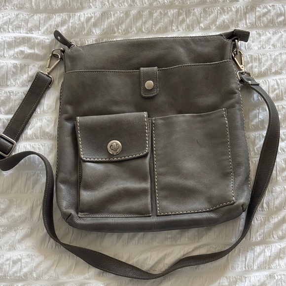 Roots Handbags - Roots Gray Crossbody Bag with Front Pockets